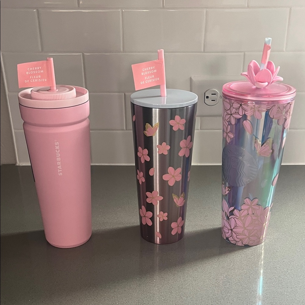 3 NWT Starbucks Bundle Spring Cherry Blossom Tumblers